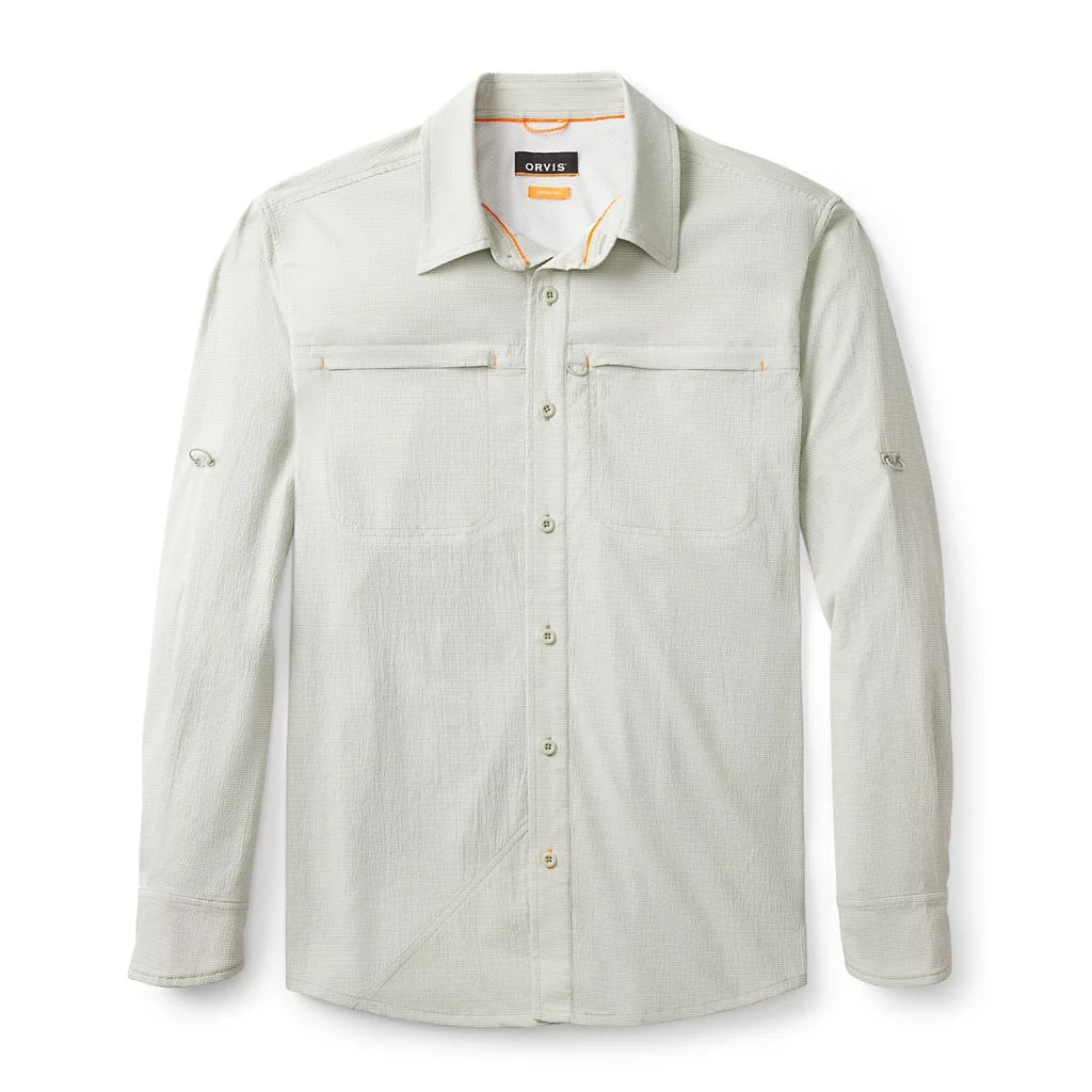 Open Air Caster Long Sleeve Shirt- Celedon/White